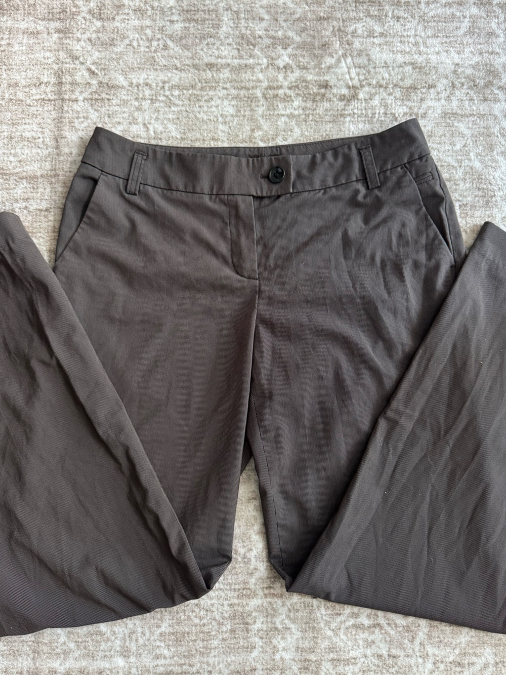 Women's Straight-Leg Dress Pants- brown pinstripe